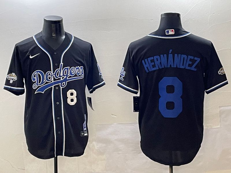 Men Los Angeles Dodgers 8 Hernandez Black Fashion Game 2025 Nike MLB Jersey style 3065